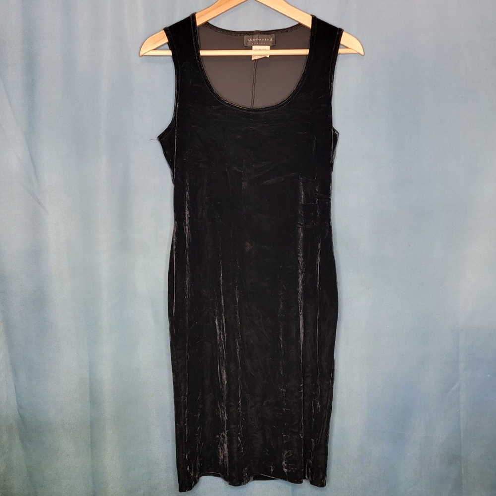 Connected Apparel Black Velvet Bodycon Dress